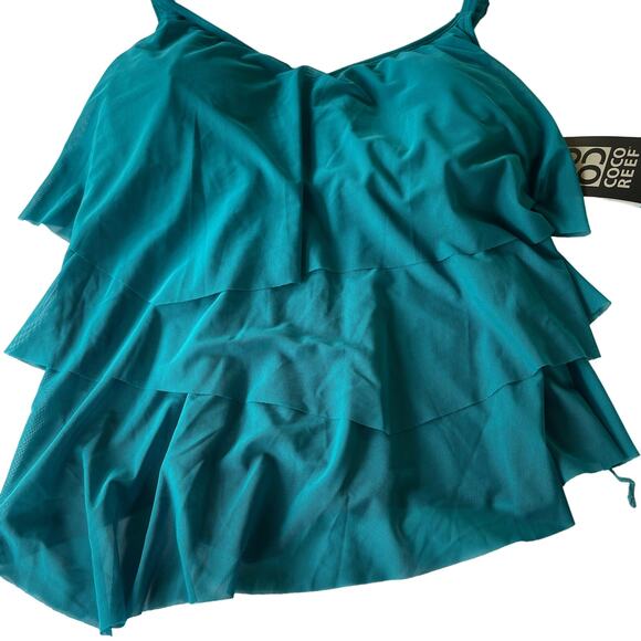 Coco Reef Women's Flourish Underwire Bra-Sized Tankini Top - Teal Cove 36C - Picture 8 of 8